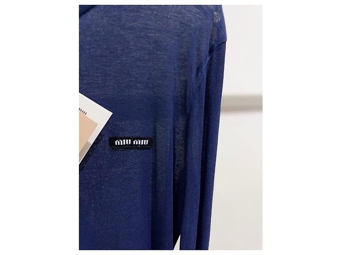 Top Miu Miu de algodón azul marino Talla M Multicolor - vista 2