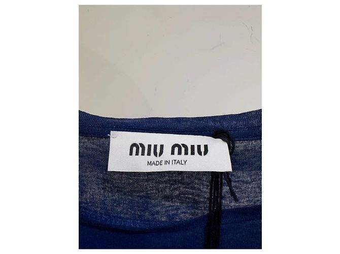 Top Miu Miu de algodón azul marino Talla M Multicolor - vista 3