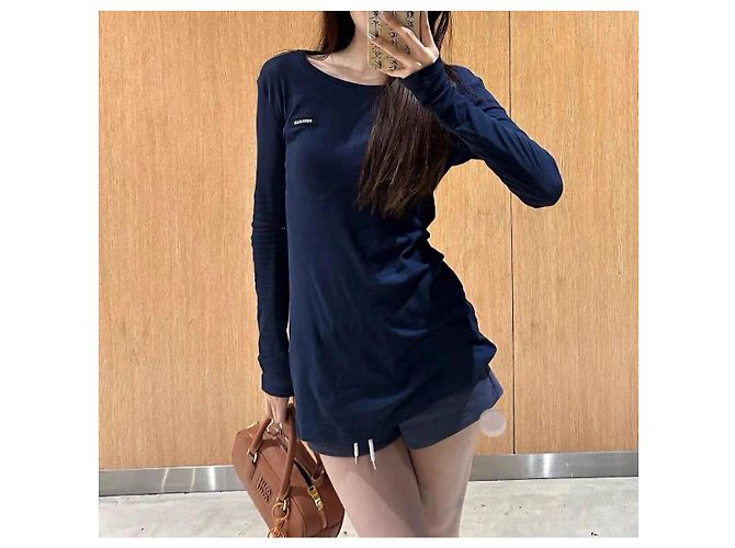 Top Miu Miu de algodón azul marino Talla M Multicolor - vista 7
