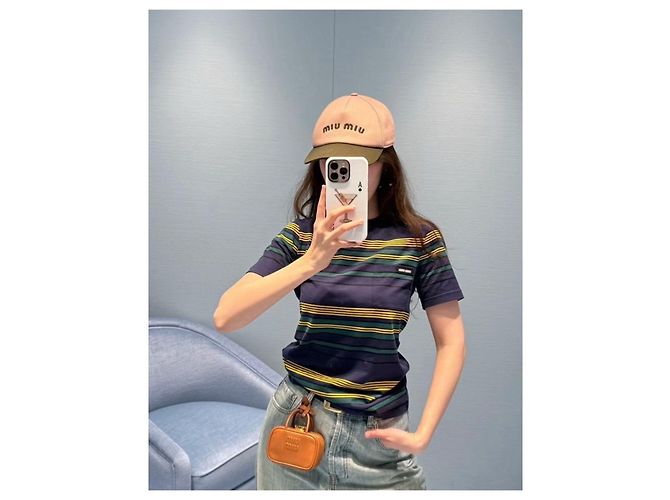 Top Miu Miu de algodón con manga corta Multicolor - vista 9