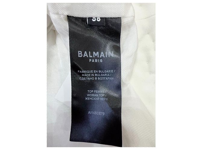 Top Balmain de Tweed Blanco con Ribete de Cadena Talla 38 Multicolor - vista 5
