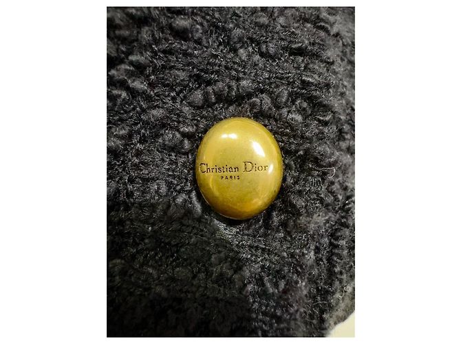 Dior Strickjacke aus schwarzem Tweed mit goldenen Perlenknöpfen Mehrfarben - Ansicht 4