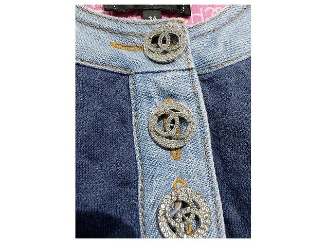 Vestido Chanel de denim con botones de cristal Multicolor - vista 2