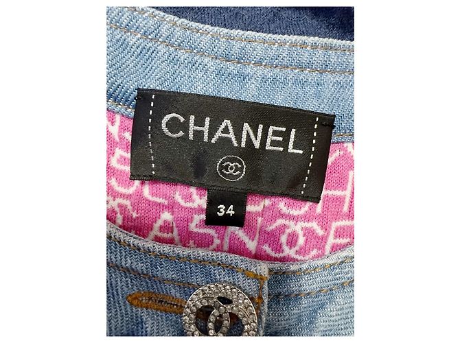 Vestido Chanel de denim con botones de cristal Multicolor - vista 5