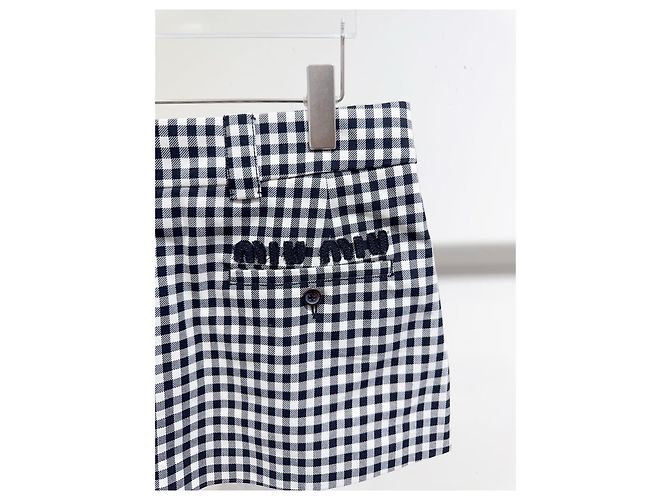Falda Miu Miu de lana con estampado de cuadros Multicolor - vista 2