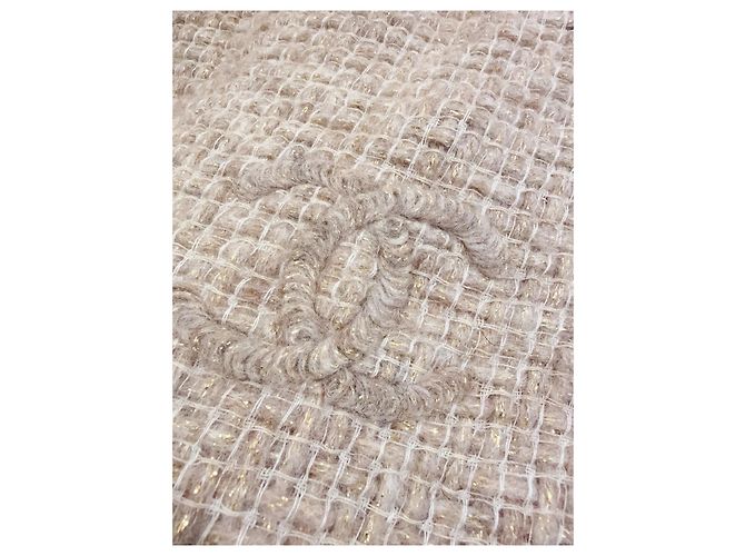 Sciarpa Chanel in seta beige con filo d'oro Multicolore - vista 3