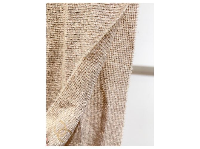 Sciarpa Chanel in seta beige con filo d'oro Multicolore - vista 4