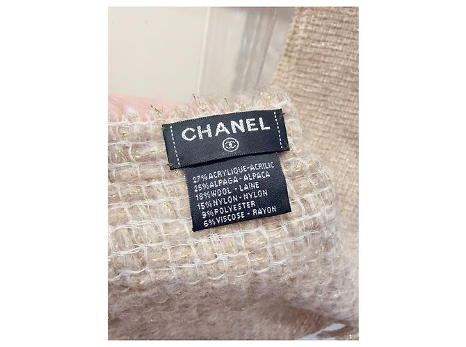 Sciarpa Chanel in seta beige con filo d'oro Multicolore - vista 5