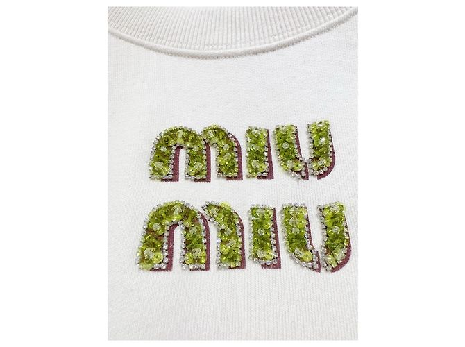Miu Miu Baumwoll Hoodie mit Strass Logo Mehrfarben - Ansicht 4