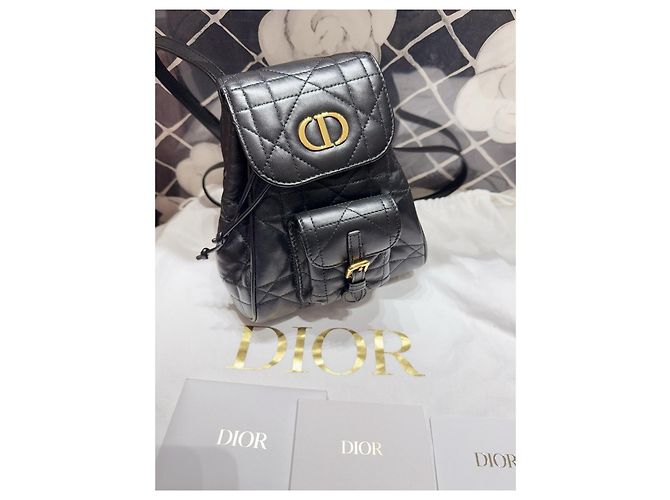 Mini zaino Dior Caro in pelle nero e oro Multicolore - vista 2