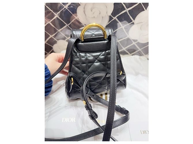 Mini zaino Dior Caro in pelle nero e oro Multicolore - vista 3