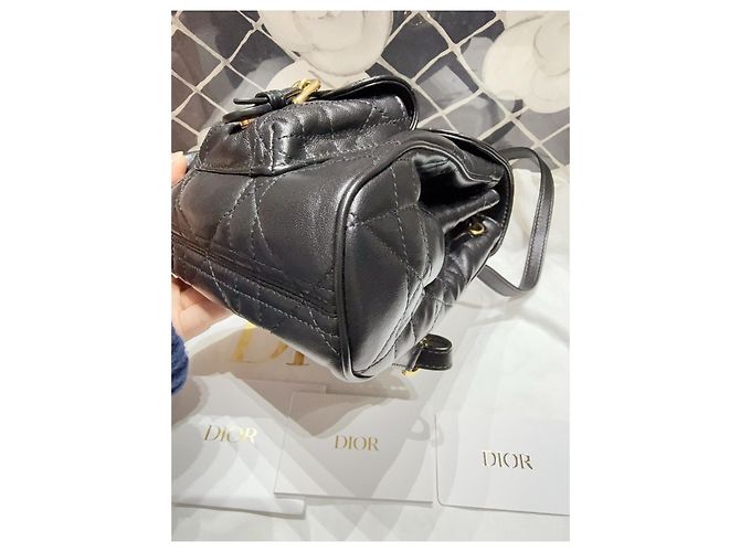 Mini zaino Dior Caro in pelle nero e oro Multicolore - vista 4