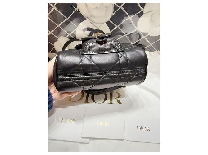 Mini zaino Dior Caro in pelle nero e oro Multicolore - vista 5