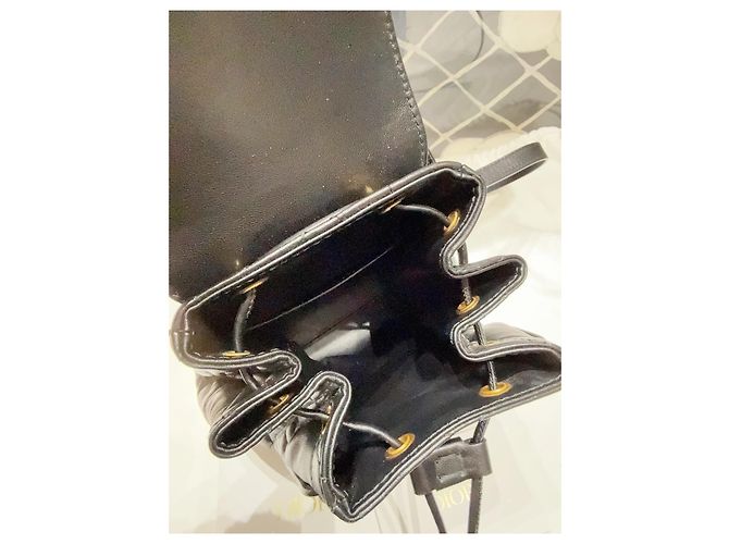 Mini zaino Dior Caro in pelle nero e oro Multicolore - vista 6