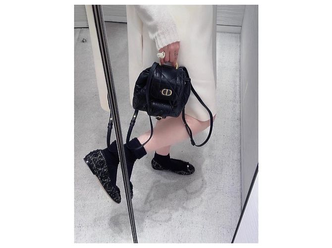 Mini zaino Dior Caro in pelle nero e oro Multicolore - vista 8
