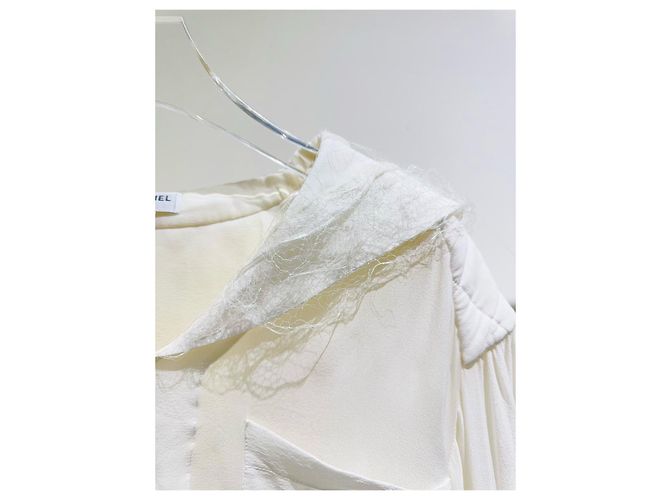 Camisa Chanel Waterfall de seda con paneles de malla Multicolor - vista 3