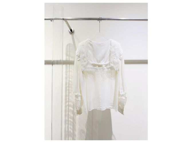 Camisa Chanel Waterfall de seda con paneles de malla Multicolor - vista 5