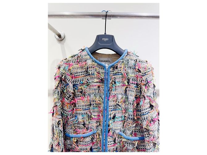 Chanel Mehrfarbige Baumwolljacke mit Quasten Taille 36 Mehrfarben - Ansicht 2