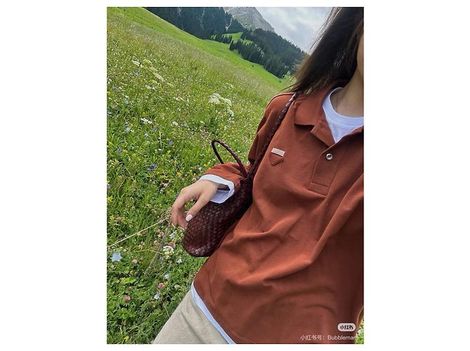 Top Prada in Cotone Multicolore Effetto Due Pezzi - vista 8