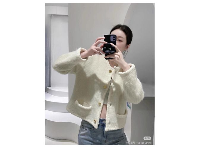 Céline Wool Mohair Blend Jacket Ecru Multiple colors - view 7