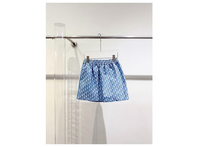 Falda Dior de algodón azul con estampado de logo Multicolor - vista 4