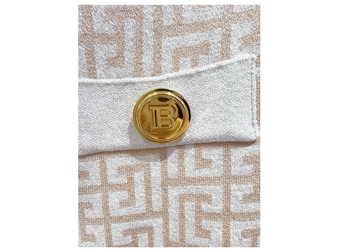 Balmain Tweed Cardigan mit Allover-Print Weiß Mehrfarben - Ansicht 2