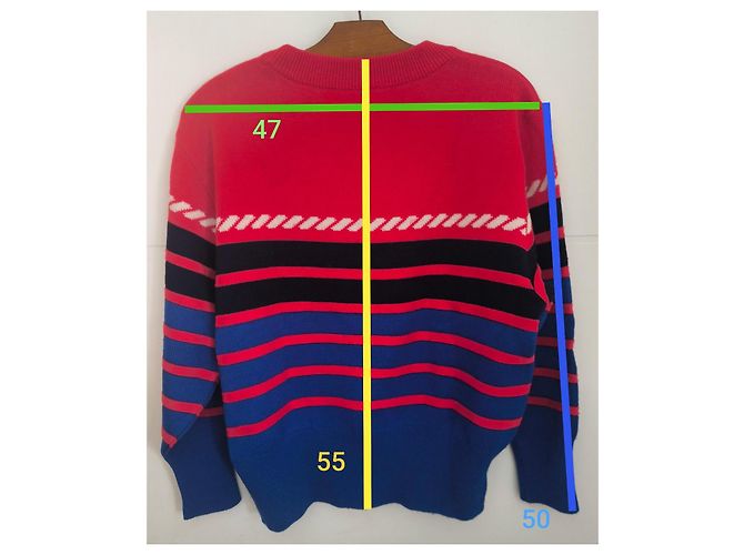 Yves Saint Laurent Pullover Schwarz Weiß Rot Blau - Ansicht 4