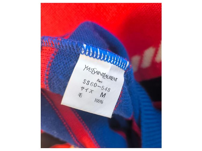 Yves Saint Laurent Pullover Schwarz Weiß Rot Blau - Ansicht 5