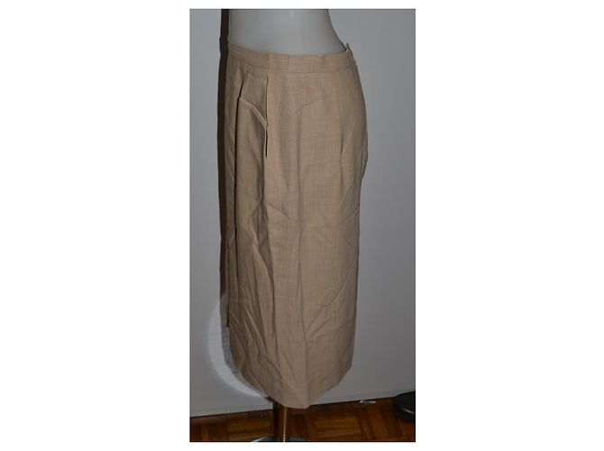 Falda Max Mara de Lana Virgen Beige - vista 3