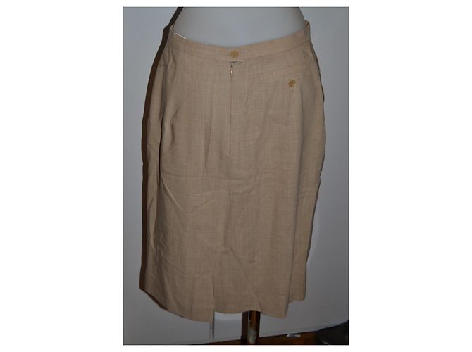 Falda Max Mara de Lana Virgen Beige - vista 4