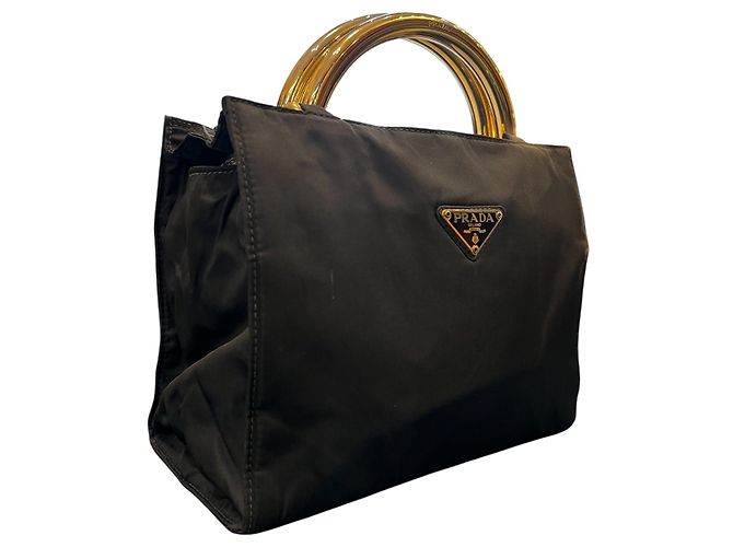Borsa Prada Tessuto con manico in metallo - vista 4