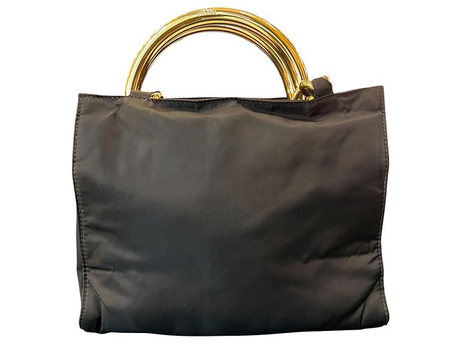 Borsa Prada Tessuto con manico in metallo - vista 5