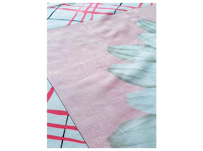 Sciarpa Burberry in cotone e seta con stampa a margherite Marrone Rosa Bianco Arancione - vista 4