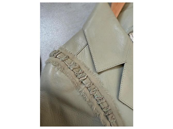 Blazer largo de cuero Chanel Verde claro - vista 4