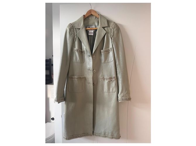 Blazer largo de cuero Chanel Verde claro - vista 9