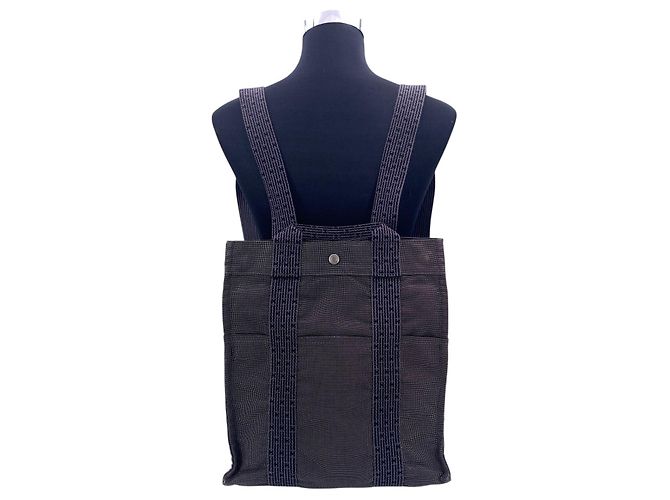 Hermès Hermes Grey Canvas Herline Sac A Dos MM Backpack Bag Grigio - vista 2