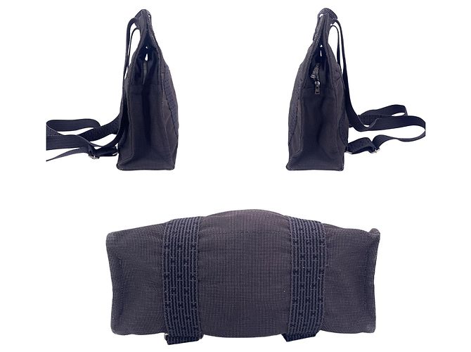 Hermès Hermes Grey Canvas Herline Sac A Dos MM Backpack Bag Grigio - vista 5