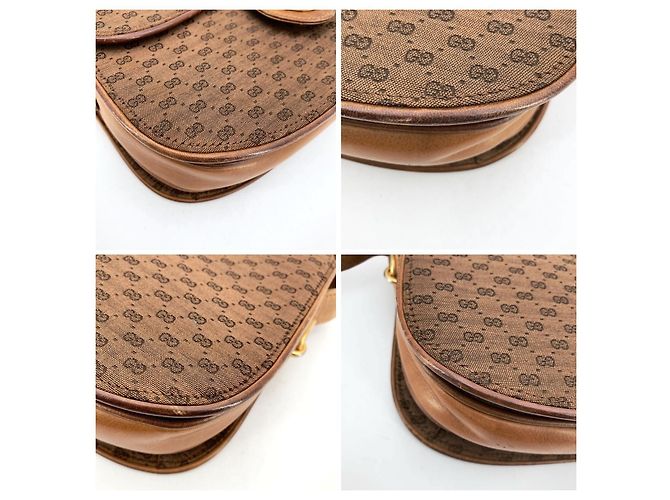 Gucci Vintage Micro GG Monogram Leder-Schultertasche mit Klappe in Braun - Ansicht 6