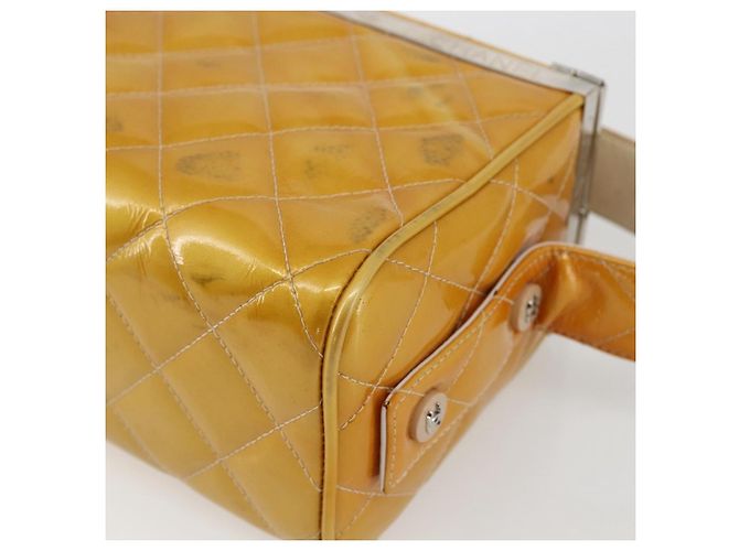 CHANEL Matelasse Vanity Box Patent leather Yellow Silver CC - vista 16
