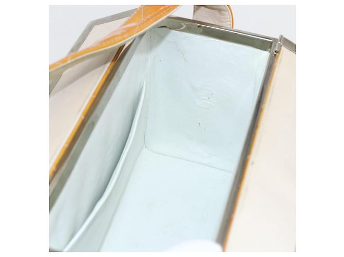 CHANEL Matelasse Vanity Box Patent leather Yellow Silver CC - vista 18