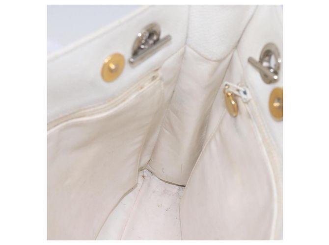 CHANEL Chain Shoulder Bag Caviar Skin White Silver CC - vista 21
