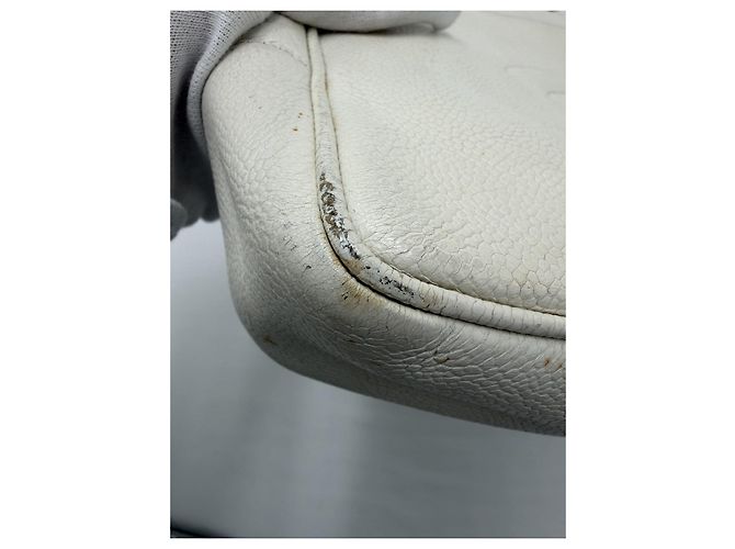 CHANEL Chain Shoulder Bag Caviar Skin White Silver CC - vista 26