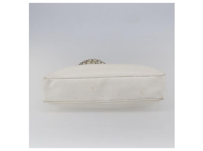 CHANEL Chain Shoulder Bag Caviar Skin White Silver CC - vista 5