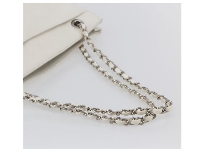 CHANEL Chain Shoulder Bag Caviar Skin White Silver CC - vista 7