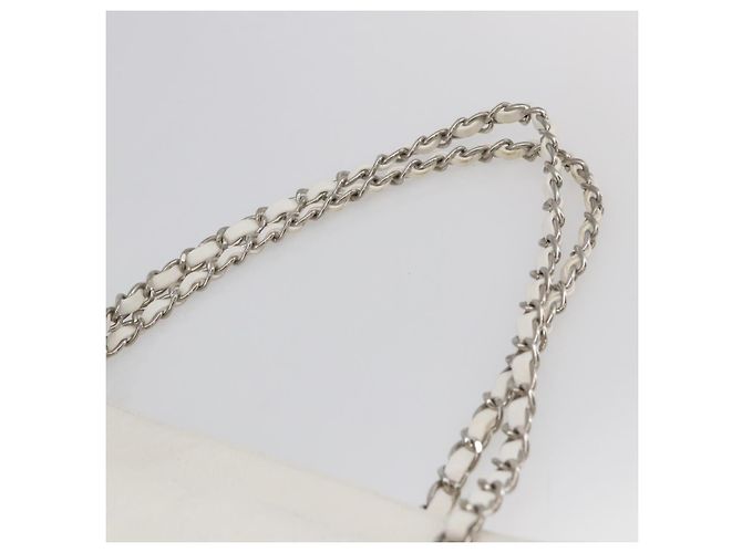 CHANEL Chain Shoulder Bag Caviar Skin White Silver CC - vista 8