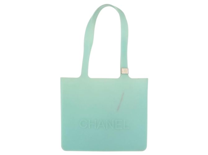 CHANEL Tote Bag rubber Turquoise Blue CC - vista 13