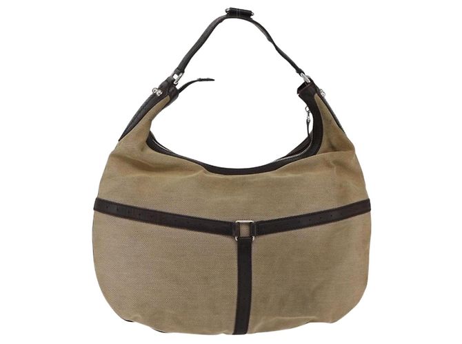 GUCCI Web Sherry Line Shoulder Bag Canvas Beige Silver 114871 - vista 3