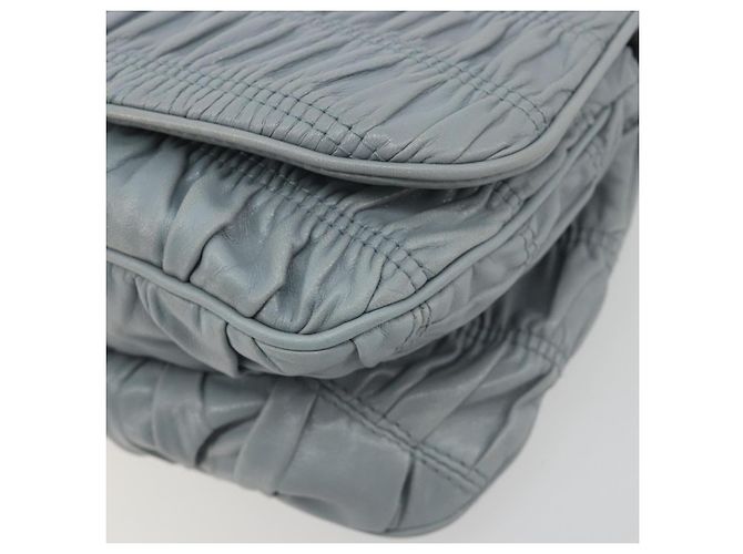 PRADA Sac à épaule en cuir à chaîne Gathered Pla Bleu clair - vue 10