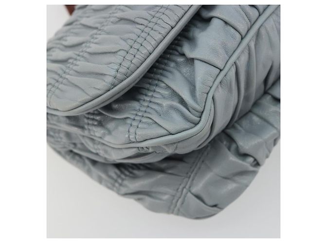 PRADA Sac à épaule en cuir à chaîne Gathered Pla Bleu clair - vue 11