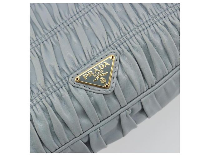 PRADA Sac à épaule en cuir à chaîne Gathered Pla Bleu clair - vue 14